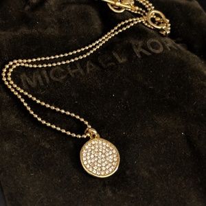 Michael Kors Pave Round Disc Toggle Necklace